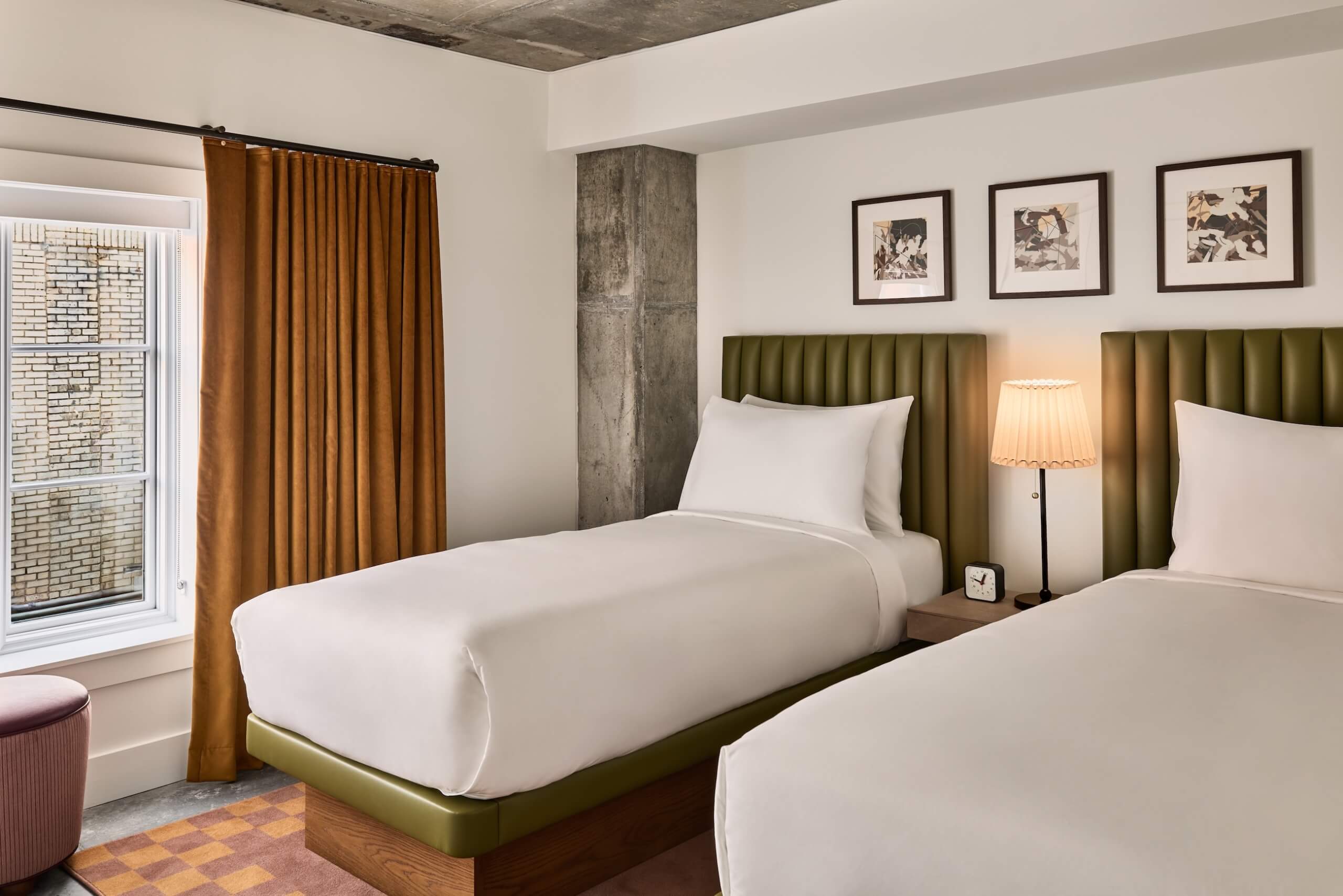 two twin beds in the bedroom